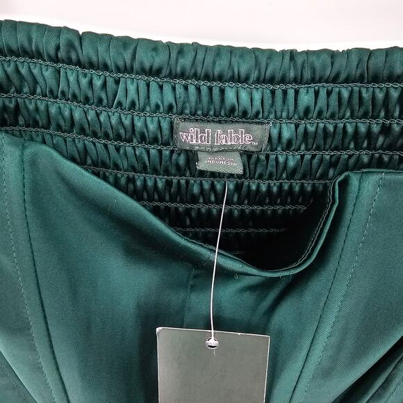 Wild Fable Emerald Green Corset Satin Holiday Dress Ballet Cottage Romantic NWT - Picture 4 of 12